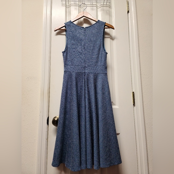 HUTCH BY ANTHROPOLOGIE HERRINGBONE BLUE LIPSTICK FIT AND FLARE SWING DRESS SZ M - Picture 6 of 15